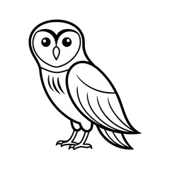 Barn Owl Outline Line Art Vector Illustration