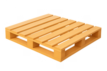 Wooden pallet for shipping transporting goods in logistics and warehouse management, transparent background