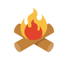 bonfire icon in a modern, creative style, featuring a stylized flame and logs designed for contemporary illustrations and digital projects.