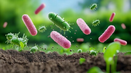 Close-up of bacteria synthesizing nutrients in a soil sample, Biotechnology in farming, Depicts natural bio-fertilizers for sustainable crop growth.