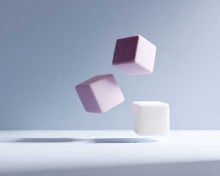 306. floating 3D geometric shapes with monochrome palette, editorial style, soft afternoon glow, minimal composition, brand-safe, no logos - Powered by Adobe