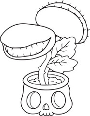 Skull Plant Tattoo Stencil T-shirt Print