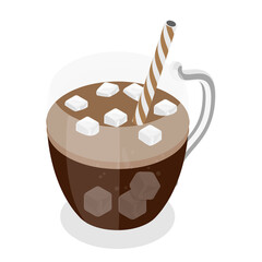 3D Isometric Flat  Set of Coffee Beverages. Item 11
