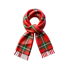 plaid Christmas scarf in red green and white 3D Icon &ndash; Glossy Minimal Emoji Style, Isolated PNG object