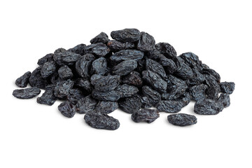 black raisins isolated on white background