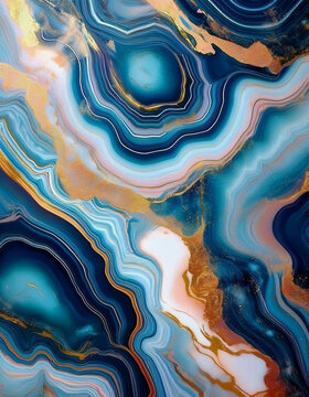 Blue and gold marble print by FLD