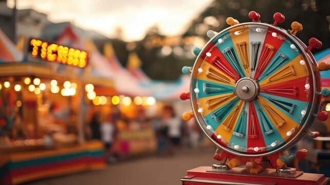 Vintage Carnival Prize Wheel at Sunset Fair
