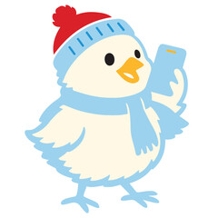 Winter Chick Silhouette with Smartphone – Cute Minimal Vector
