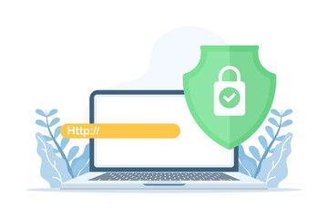 SSL certificate concept. Secure Sockets Layer icon on smartphone screen, representing encrypted data transmission, HTTPS protocol, and secure connection between client and server.