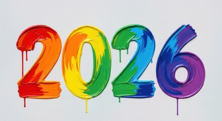 Vibrant Rainbow Year 2026 Celebration Art