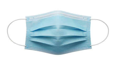 Blue face mask with textured surface on black provides clean branding for health, posters, social media.