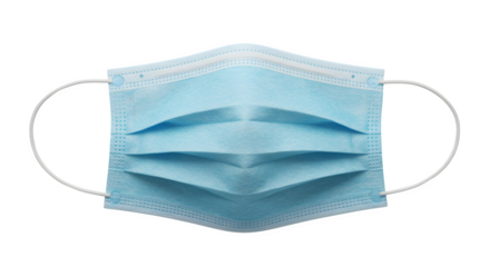 Blue face mask with textured surface on black provides clean branding for health, posters, social media.