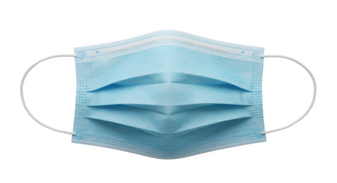 Blue face mask with textured surface on black provides clean branding for health, posters, social media. - Powered by Adobe