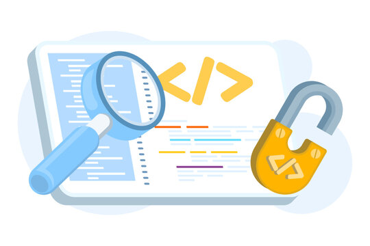 Open-source software concept showing free, collaborative tools with accessible code for customization, illustrated in a clean flat vector style with icons. flat vector illustration