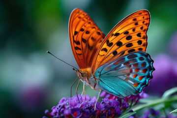 Obraz premium Vivid Butterfly on Purple Flower Close Up