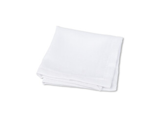 Folded white tissue napkin isolated over white background