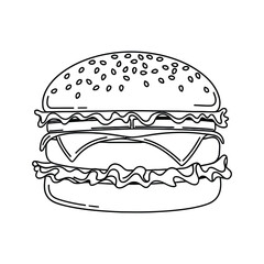 clean line art illustration of a cheeseburger