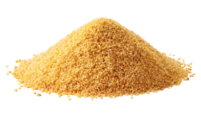 Pile of light gold-tan granular food