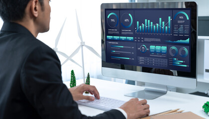 Business data dashboard provide business intelligence analytic for marketing strategy planning brisk with big data set to analyze customer demands and foreseeing business future