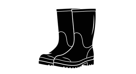 Black silhouette of a pair of rubber boots, suitable for wet weather and outdoor activities.