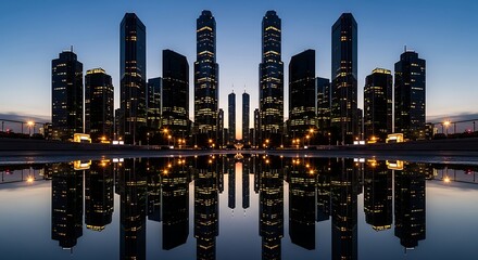 Inspiring Cityscape Reflection for Urban Development and Corporate Branding, Showcasing Growth and Innovation in Financial District Architecture