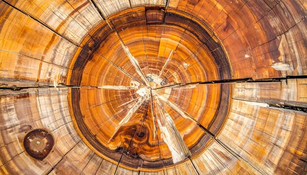 Close-up of a weathered tree trunk with radiating cracks
