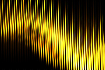 Abstract golden wavy lines on a dark background, dynamic visual effect, glass gradient, neon vertical stripes