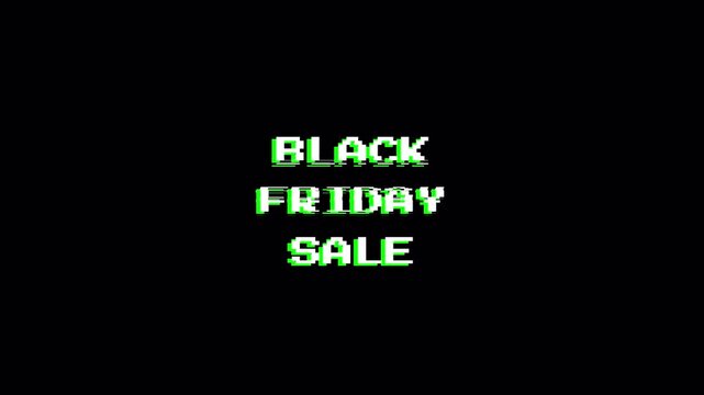 Black Friday Sale Digital Glitch Animated Text 8 Bit Pixel Style Advertising Loop