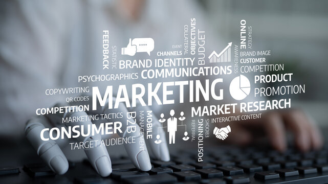 A focused view of a marketing strategy session highlighting critical concepts like brand identity and market research that drive business growth and customer engagement. Tessel