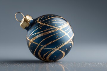 Blue Christmas Ornament with Gold Glitter Pattern