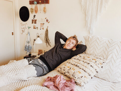 Blonde Male in Bed