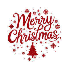 Merry Christmas snowflake typography, vector art illustration.