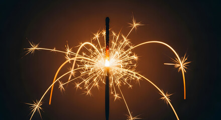Beautiful sparkler fireworks creating magical light trails and star bursts against dark background. Perfect for New Year celebrations, party concepts and festive marketing campaigns.