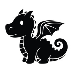 Cute baby dragon with small wings isolated on
