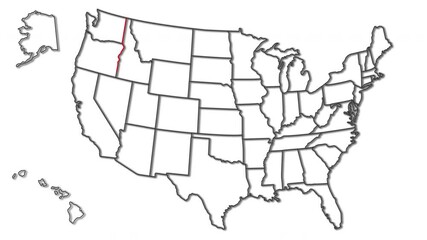 Idaho. State outline on a map. Idea for tourism, informational, and educational content. Animation for websites, apps, and creative design