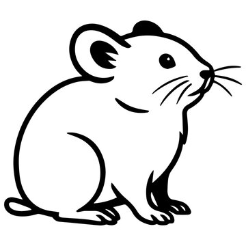 Minimalist line drawing of a small pika in profile with rounded ears, whiskers, and tiny paws, rendered in clean black outline on a white background&mdash;perfect for kids&rsquo; prints, stickers, and modern bra