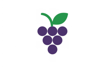 Purple grapes icon representing healthy fruit, natural food, a sweet snack, and organic produce with transparent background