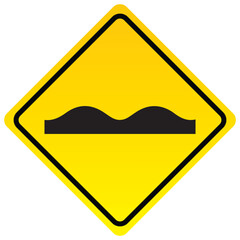 Uneven road sign yellow diamond shape vector illustration for traffic warning and safety isolated on white background