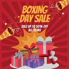 Red Yellow Illustrated Boxing Day Sale Instagram Post