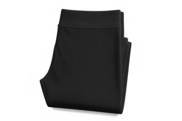 Black folded sportswear leggings for women, athletic apparel pants for workout and fitness, transparent background