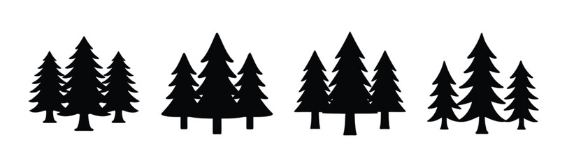 Obraz premium Evergreen trees forest silhouette icon set for nature design