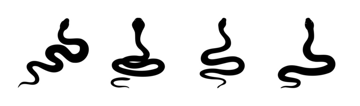 Stylized snake silhouettes set for various design purposes.