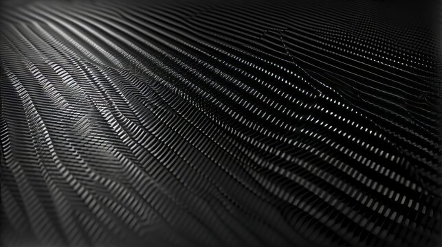 Abstract black futuristic texture. Macro detail of a modern industrial material with a complex woven pattern. Technology background with a metallic surface