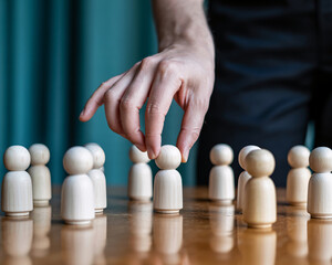 Strategic recruitment selecting top talent for leadership team, hand picking best candidate from diverse group, choosing individual with unique skills