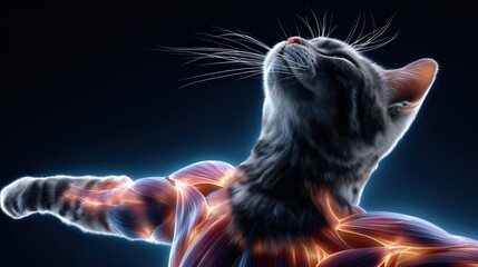 Cat Anatomy Illustration with Muscular Highlights