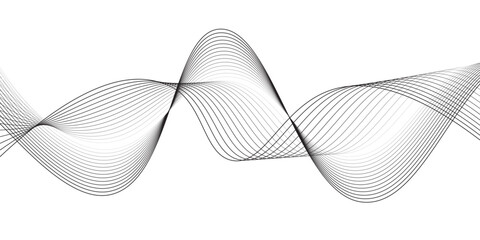 Black and white abstract background vector illustration with technology line wave shape pattern design concept