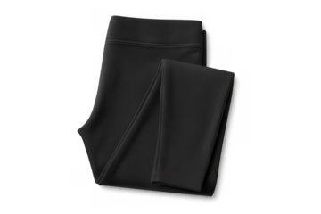 Black women's folded leggings for activewear, sportswear, workout clothes, and comfortable casual fashion on transparent background