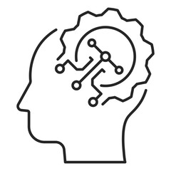 brain information technology line icon