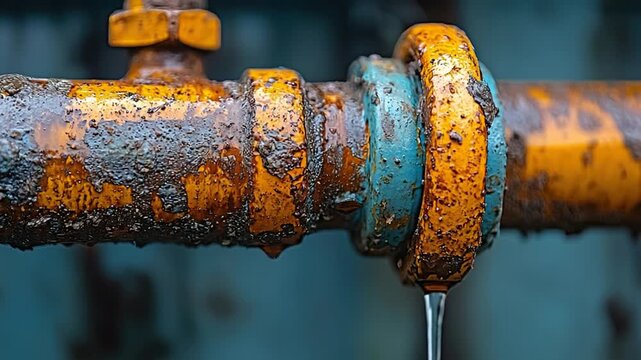  leaking pipe from corrosion damage video close up