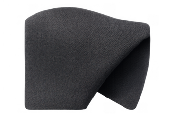 Dark gray knitted beanie hat for winter warmth and casual style, soft wool headwear accessory isolated on transparent background